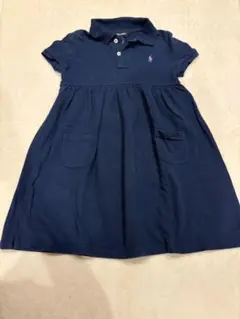 ラルフローレン　キッズ　ネイビー 紺　ポロワンピース 6X 120　紫ポニー