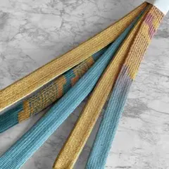 絹 帯締め☆高麗組 平組 紅藤色(紫)×浅縹色(水色・青)×金糸 紗綾形 組紐