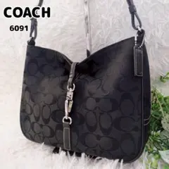 ◾︎極美品◾︎ コーチ 6091 ワンショルダーバッグ シグネチャー レザー 黒