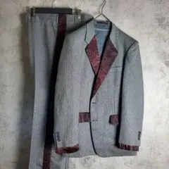 美品 ETRO グレー ストライプ スーツ セットアップ ペイズリー シルク 