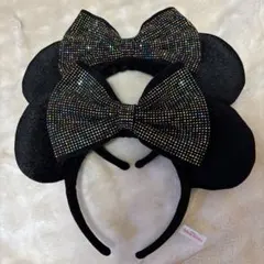 ディズニーリゾートミッキー耳カチューシャ ビジュー付き 黒