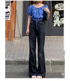 H&M レディース　半袖シャツ　半袖トップス　オフショル　ブルー　SからＭのサムネイル