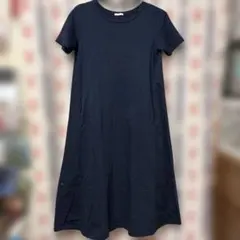 UNIQLOネイビー 綿100% 半袖 カットソーワンピース