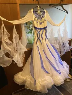 ホワイト社交ダンスドレス L