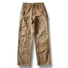 古着 カーハート ダブルニー ダック ペインターパンツ フェード ブラウン 28