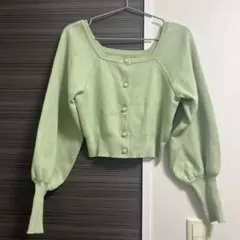 ラグランスリーブパールボタンニットカーディガン　 GRL