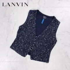 美品 LANVIN スパンコールニットベスト ブラック サイズ38*GD394