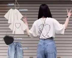 グレイル　ハートプリントロゴTシャツ アイボリー　F