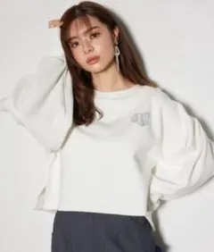 rienda リエンダ ラインストーンロゴスウェットトップス　トレーナー