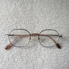 【新品未使用】チタン製★多角形メガネ★オクタゴン★コーヒーローズゴールド★度なし