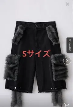 GRANCY グランシーファーポケットデザインハーフデニムカーゴ ブラック　S