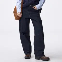 GU ♡ バレルレッグジーンズ M ダークブルー