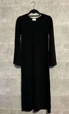 アングリッド　フレアスリーブテレコフィットワンピース　黒