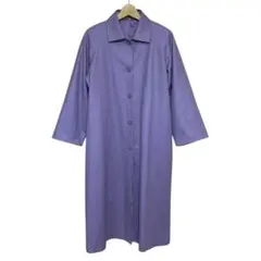 パープル ロングコート ボタン ベルト付き