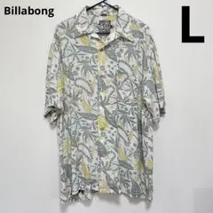 ビラボン メンズ アロハシャツ 南国 ボタニカル L 白 レーヨンのサムネイル