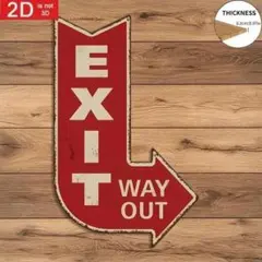 New最安値・左右セットで超お買い得・EXIT 出口・外へ出る・退去木製看板