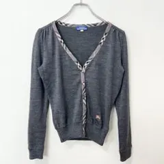 【美品】バーバリーブルーレーベル ノバチェック カーディガン ホースロゴ刺繍