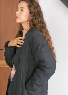 ニコアンド　【ALLIED(アライド)】キルトミリタリーブルゾン　ブラック