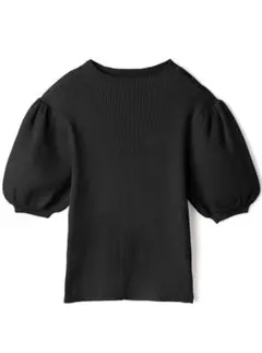美品✨GRL パフスリーブハイネックリブニットトップス 黒Tシャツ無地kz223