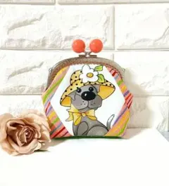 ロラライハリス♡ハンドメイド　トートバッグとがま口ポーチ　クマゴロウ様 ロラライハリス がま口ポーチ 財布 タバコケース ハンドメイド 猫