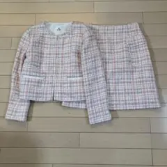 1.26 ef-de エフデ ツイードスカートセットアップ ピンク チェック 7