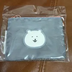 ナガノキャラクターズ 片面メッシュなぷっくりワンポイントポーチ（グレー）