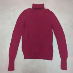 グリーンレーベルリラクシング ウール100 タートルネックニット ボルドー L