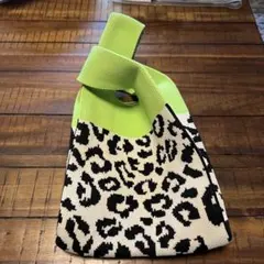 ヒョウ柄トートバッグ グリーン