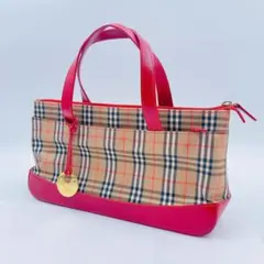 8EM38 BURBERRY バーバリー ハンドバッグ 鞄 レッド 赤 バーバ