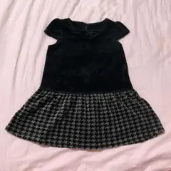 90 コムサイズム 黒　ベルベット ワンピース ベロア