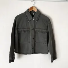 ZARA 刺繍入り デニムジャケット カーキ
