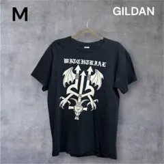 GILDAN ブラック M 半袖 Tシャツ クルーネック プリントT 定番 人気
