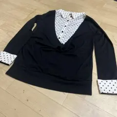 ブラウス 長袖　ブラック×ドット　Mサイズ　INGNI