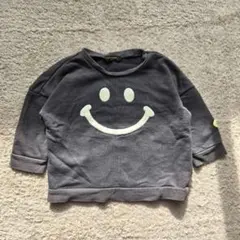 ​スマイリーフェイス キッズ トレーナー 95 ニコちゃん グレー トップス