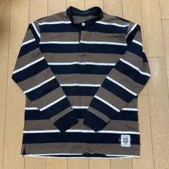 ストライプポロシャツ 長袖 コットン100%