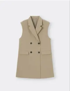 【03様専用】GU ベージュ オーバーサイズダブルブレストロングジレ S