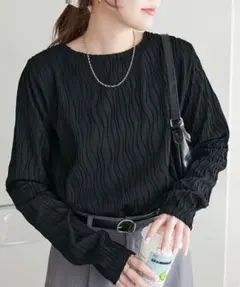 美品☆ディスコート☆立体ジャガードロングスリーブ☆ブラック