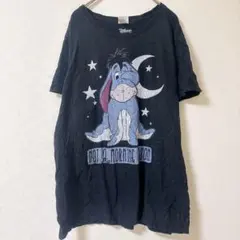 ディズニー Tシャツ クルーネック 半袖 プリント XL 黒 綿 普段着