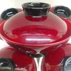 高級漆器 天然木加工品蓋付きお椀 後藤塗 5客①