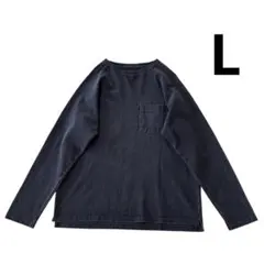 Good On ポケット ロンT L ブルーグレー ピグメント染め ラグラン