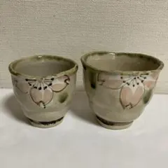 湯飲み 陶器製 織部 桜 ペア 夫婦