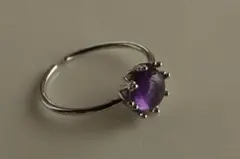 シルバー925 アメジスト クラウン リング フリーサイズ