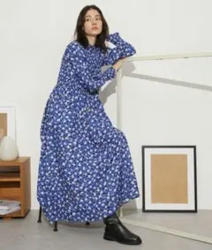 【美品】NANO universe 完売品 花柄長袖ワンピース S