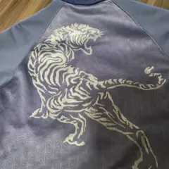オニツカタイガー 虎 振り返り バックプリント M ブルー シルバー