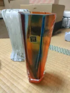 六角形ガラス花瓶 TSグラス フラワーベース マルチカラー インテリア オレンジ