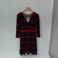 値下◎5.22◎M627P◎SPB◎長袖ひざ丈ワンピース◎紺系◎しま柄のサムネイル