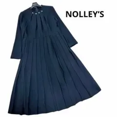 ノーリーズ パールプリーツワンピース ネイビー M 極美品 フォーマル 清楚