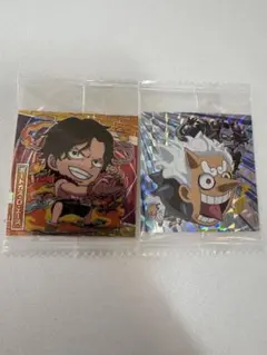 ワンピースマンチョコ シール2枚セット（エース／ギア5ルフィ）