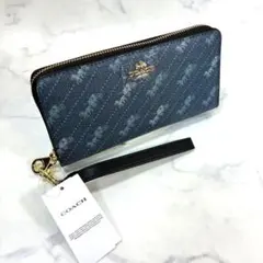 COACH 長財布 コーチ ジャガード織り ネイビー 紺 - メルカリ