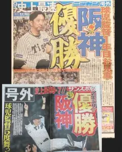 阪神タイガース 2025年優勝 ニッカン サンスポ 号外 2紙各1部 藤川球児